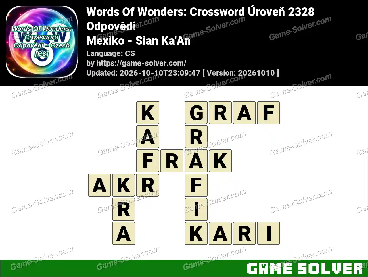 Words Of Wonders: Crossword Úroveň 2328 Odpovědi – Mexiko – Sian Ka’An